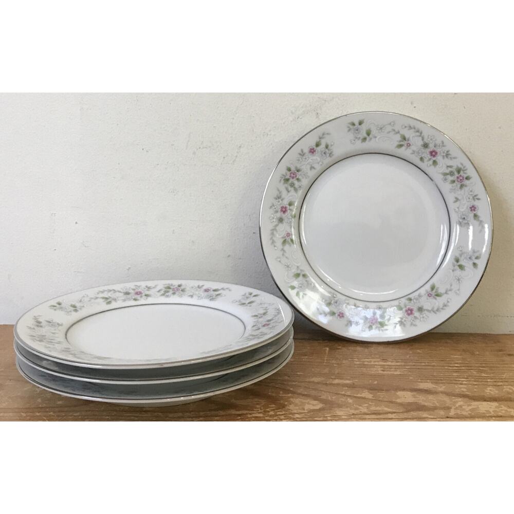 Set Lot 4 Vintage Diamond China Richmond Japan Floral Dessert Bread Plates 6.5"